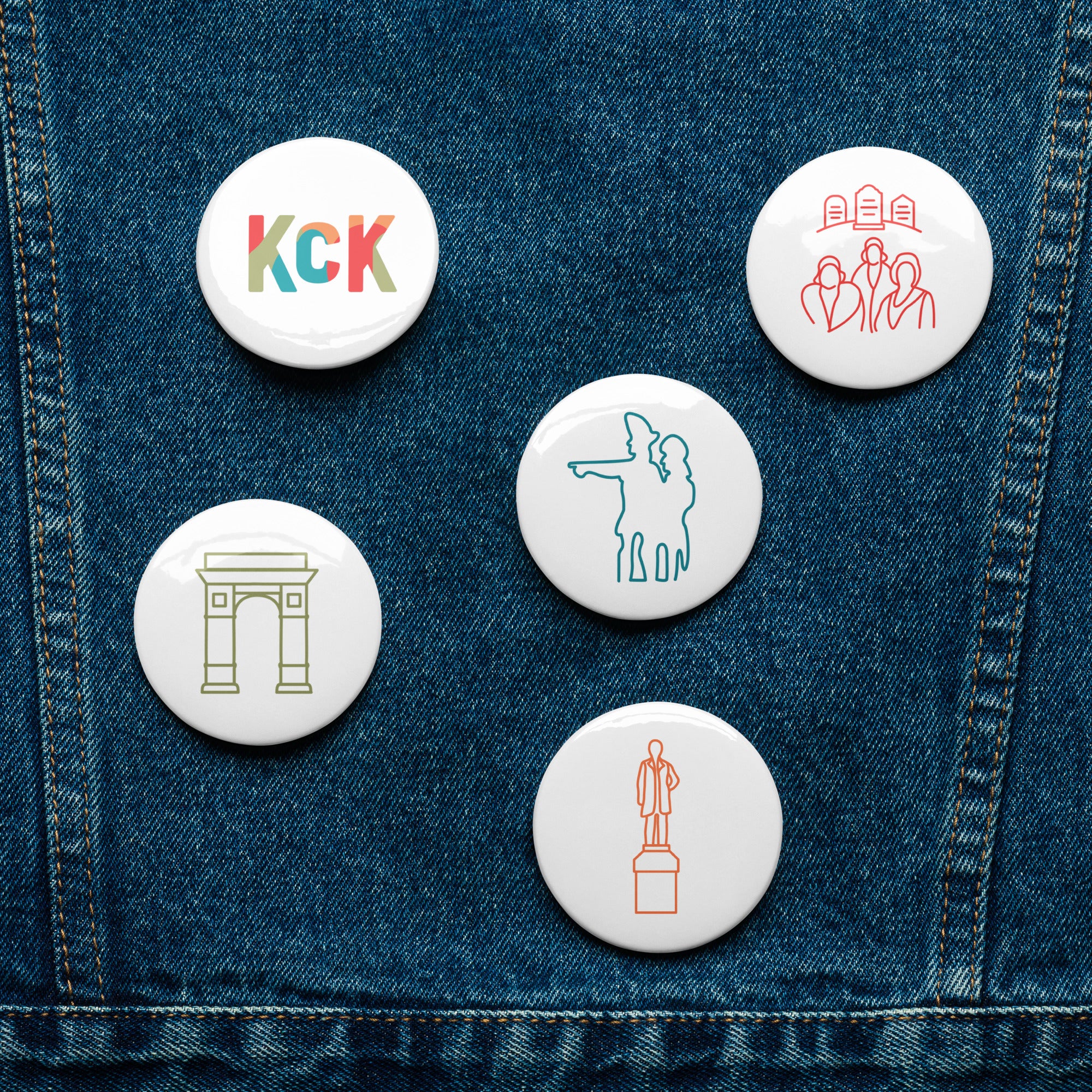 Set of pin buttons