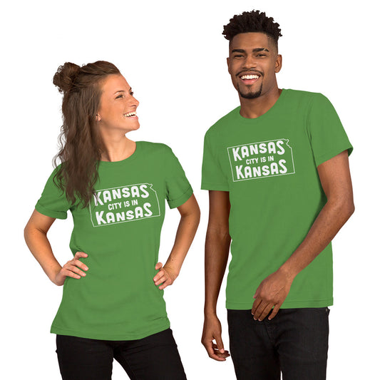 Kansas City is In Kansas Unisex T-Shirt (Leaf Green)