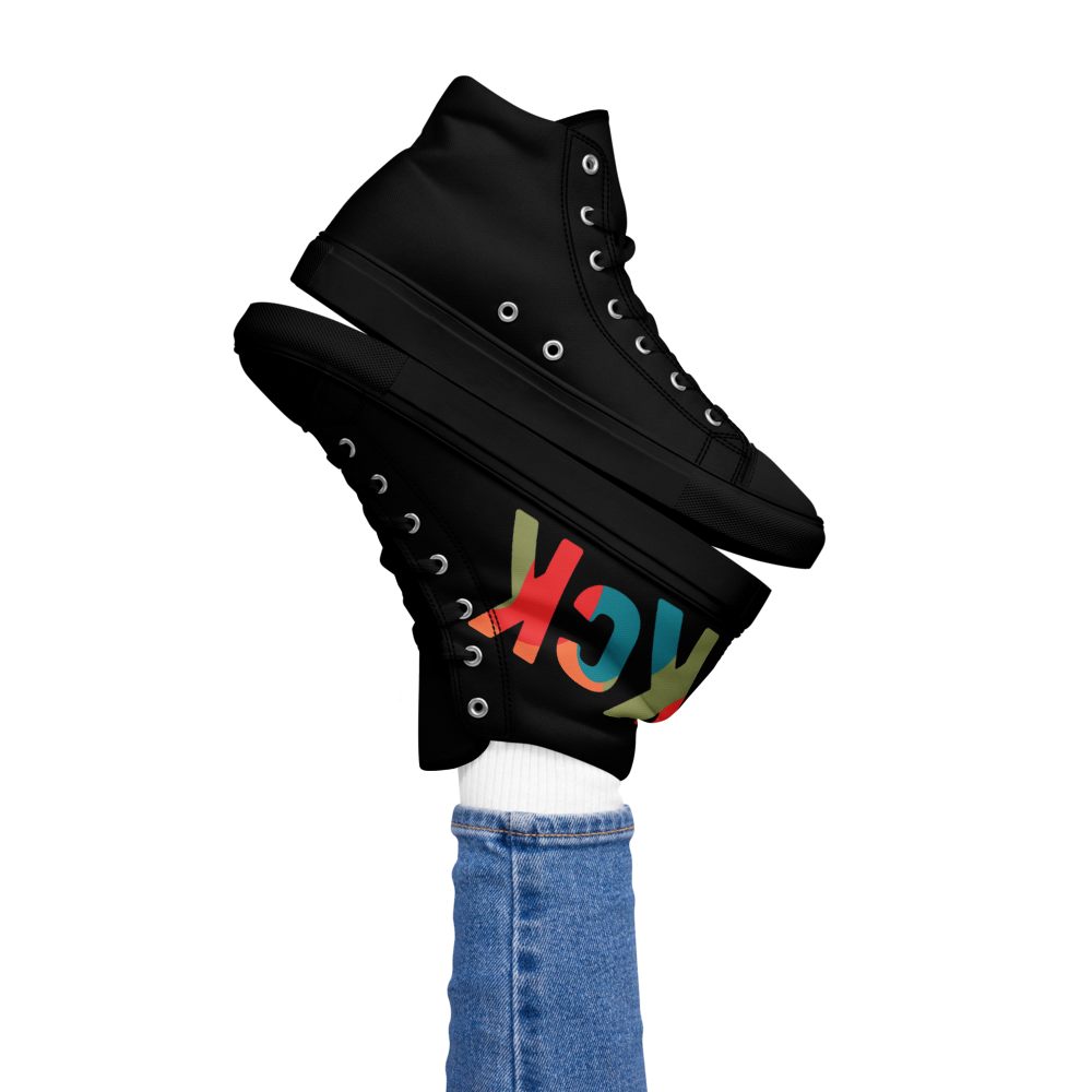 KCK Letters Women’s black high-top canvas shoes