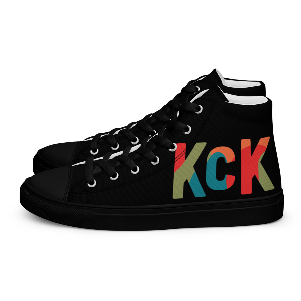KCK Letters Women’s black high-top canvas shoes