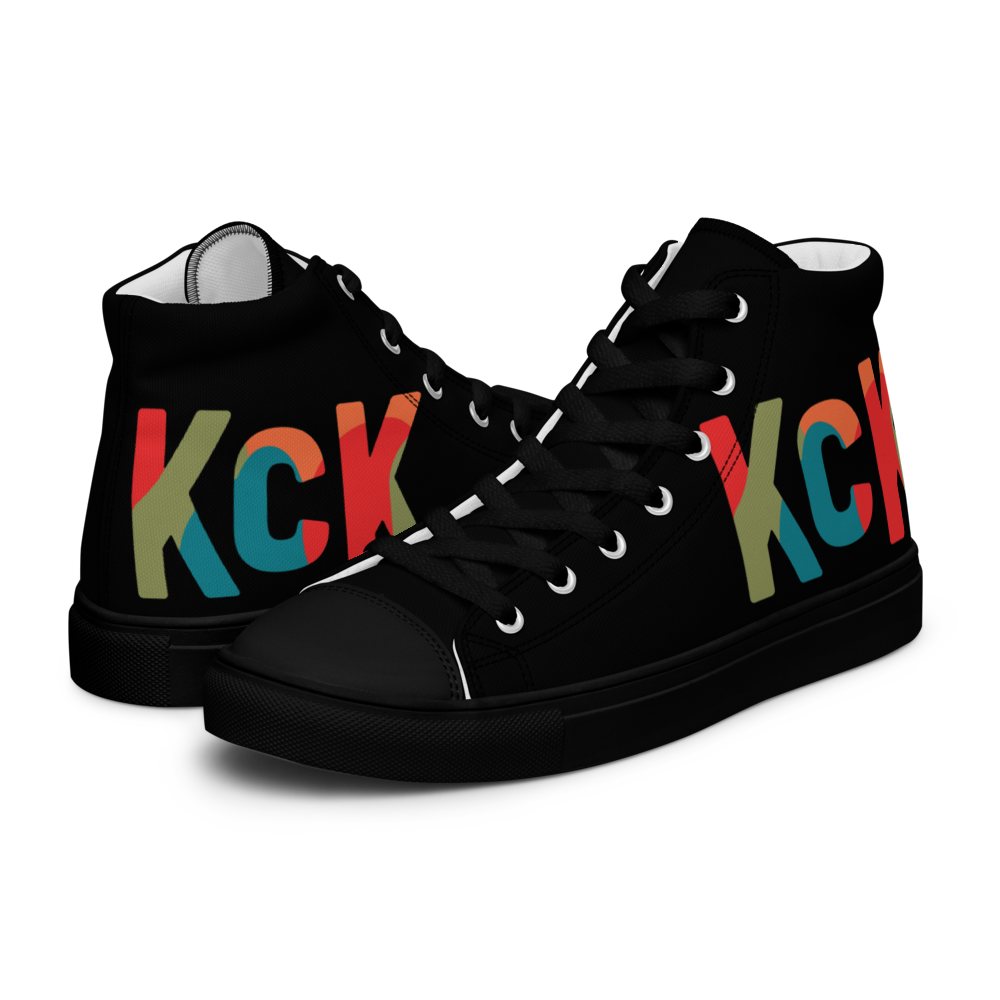 KCK Letters Women’s black high-top canvas shoes