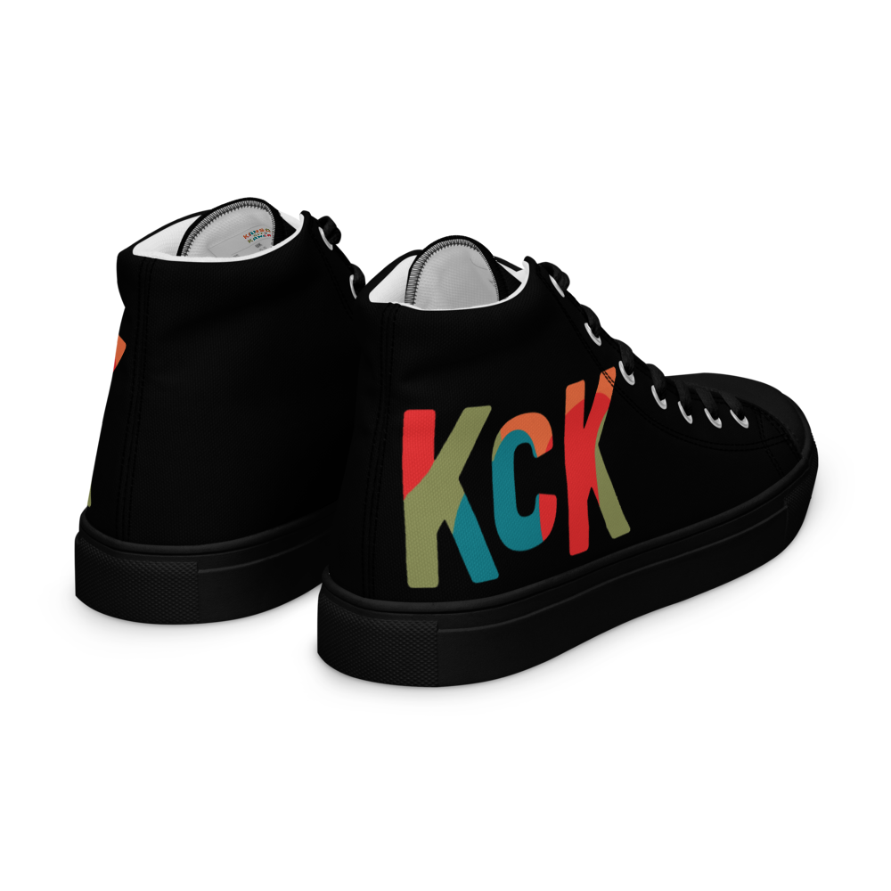 KCK Letters Women’s black high-top canvas shoes