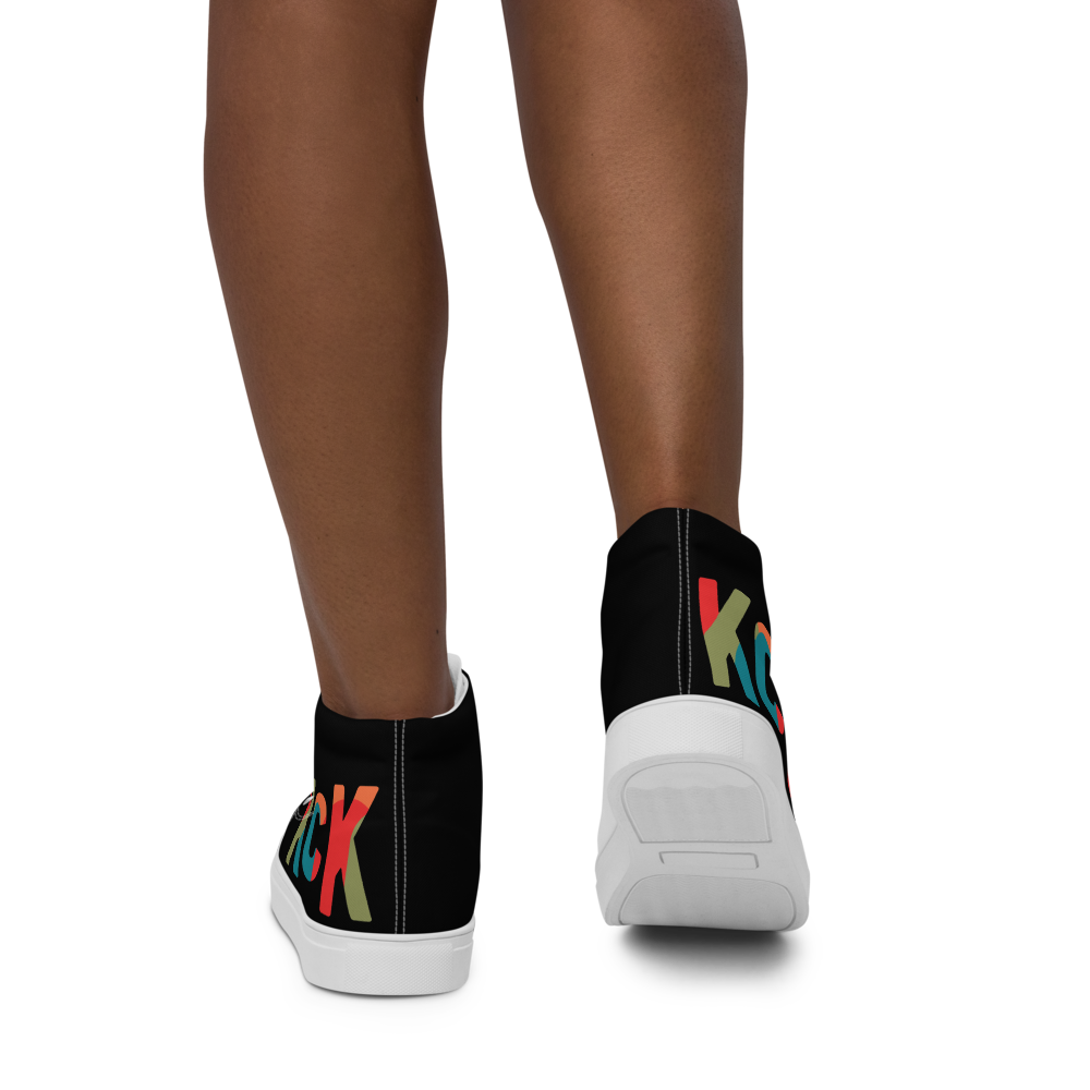 KCK Letters Women’s black high-top canvas shoes