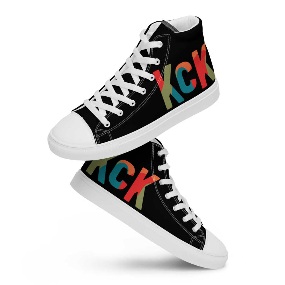 KCK Letters Women’s black high-top canvas shoes