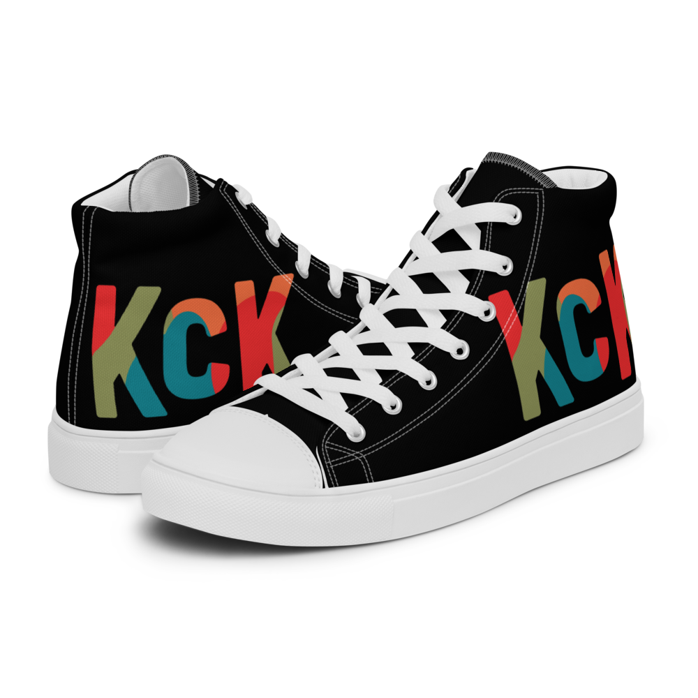 KCK Letters Women’s black high-top canvas shoes