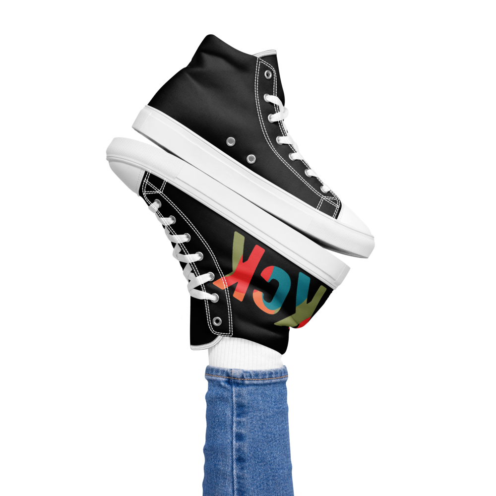 KCK Letters Women’s black high-top canvas shoes